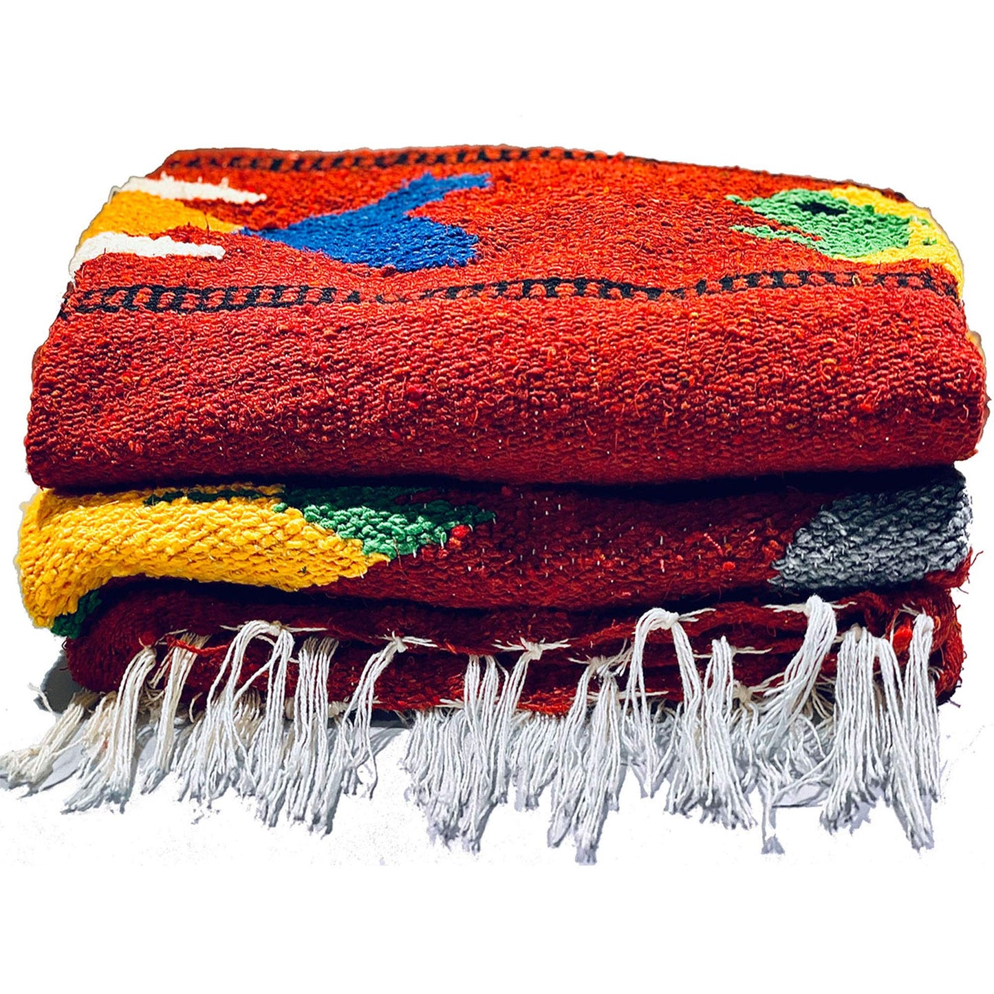 Serape Mexican Blanket, Yoga Mat, Camping Blanket, Beach Blanket, Picnic Blanket, Handmade Woven Throw Blanket, Home Decor, Car Blanket (Fish)