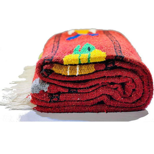 Serape Mexican Blanket, Yoga Mat, Camping Blanket, Beach Blanket, Picnic Blanket, Handmade Woven Throw Blanket, Home Decor, Car Blanket (Fish)