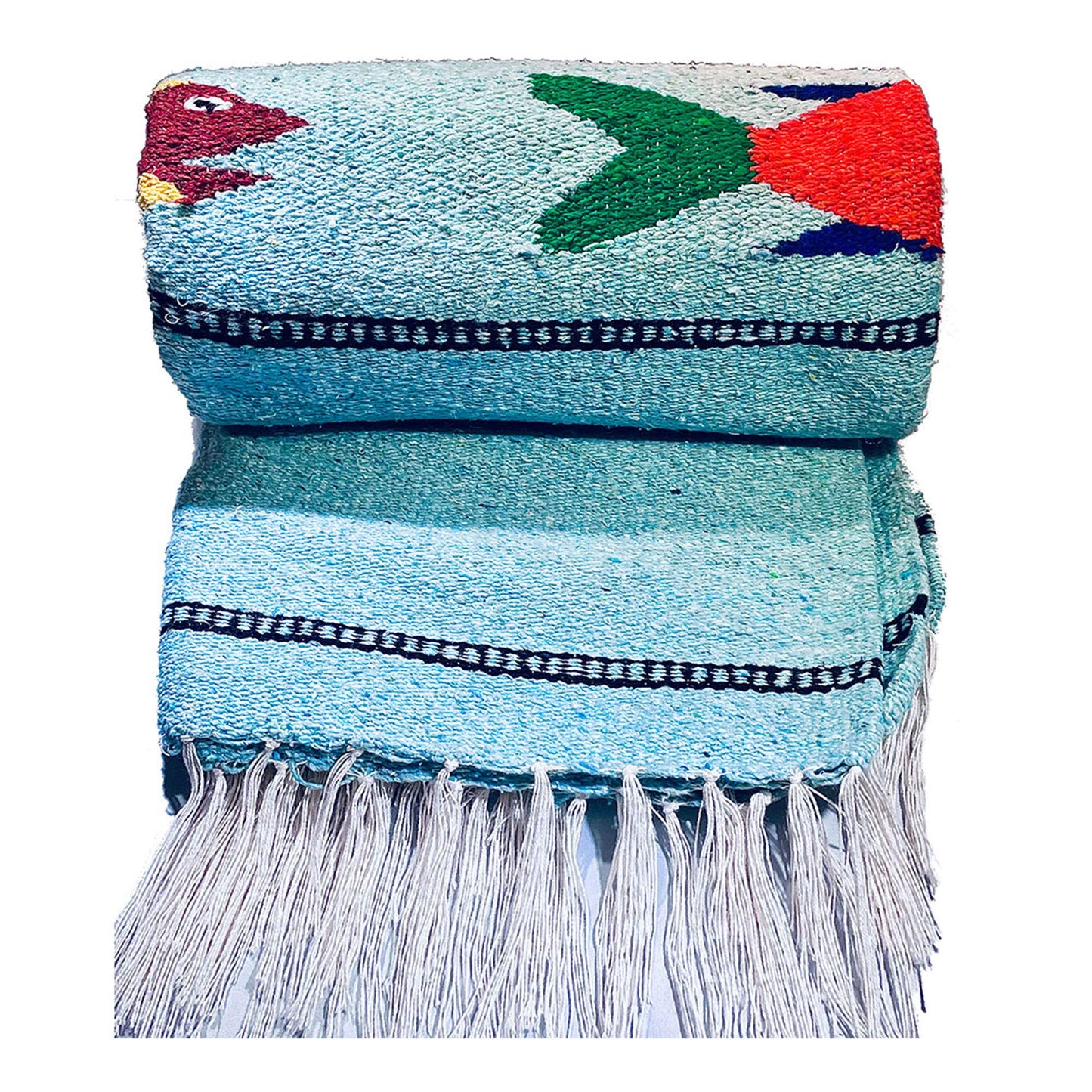 Serape Mexican Blanket, Yoga Mat, Camping Blanket, Beach Blanket, Picnic Blanket, Handmade Woven Throw Blanket, Home Decor, Car Blanket (Fish)