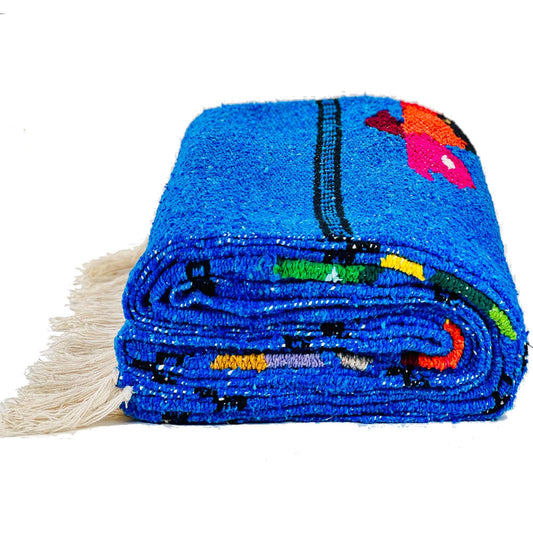 Baja Trader Serape, Mexican Blanket, Yoga Mat, Camping Blanket, Beach Blanket, Picnic Blanket, Handmade Woven Throw Blanket, Home Decor, Car Blanket (Sea Turtle)